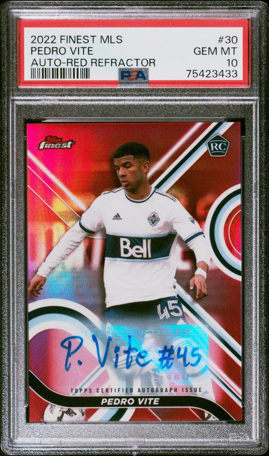 2022 TOPPS MLS FINEST RED REFRACTOR Auto Pedro Vite  /5 PSA 10